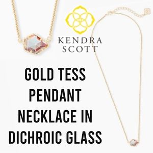**PRICE DROP KENDRA SCOTT GOLD TESS DICHROIC GLASS PENDANT NECKLACE RAINBOW